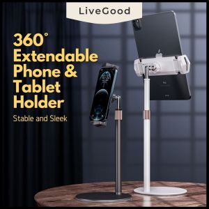 360° Extendable Livestream Mobile Phone & Tablet Holder/Stand (High Quality - Aluminium Alloy)