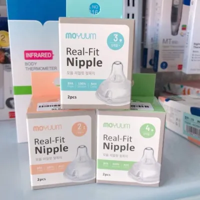 Núm ti bình sữa Moyuum Hàn Quốc siêu mềm đủ size 1 - 4 có thể thay thế các bình cổ rộng