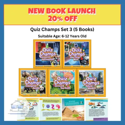 WS E - Quiz Champs Series (Full Set 3) (5 Books) - Age 6-12+ Children STEM Knowledge & Quiz Activity Primary School Science Book