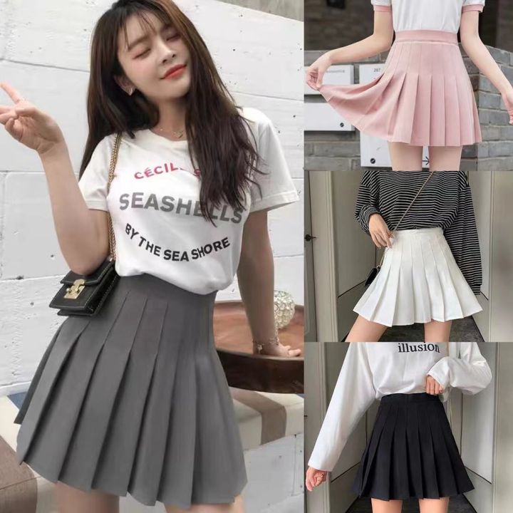 Korean Fashion Womens High Waist Skirt Slim Pleated Skater Tennis