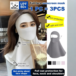 Drinkable Water Version Facekini Neck Protection Sunscreen Mask Summer Full Face Protective Mask Anti-Ultraviolet Sunshade Face Mask全脸无痕护颈防晒面罩