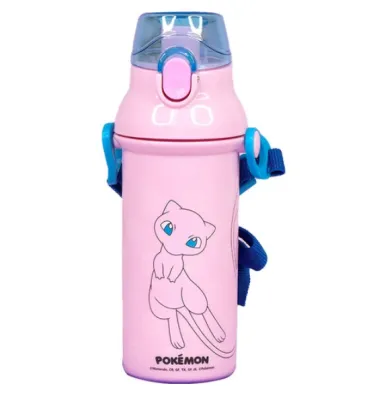 [Official License] Pokemon Spout Water Bottle with Sling Strap ● Pikachu Charmander Mew ● Kids Drinking Bottle with Detachable Strap ● Plastic Bottle for School ● Baby Drink Bottle ● Lightweight Water Bottle with Sling