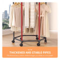 360° Rotating Clothes Rack With Wheels Thickened Metal Clothes Rack Stand Heavy Duty Circular Clothes Hanger Organizer For Balcony Bedroom Laundry Room. 