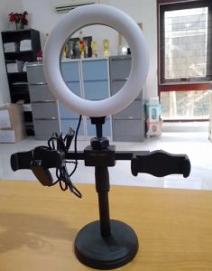 Pegangan HP Stand Tempat HP Ring Light Tripod 2 Holder Stand Handphone Ganda Live Streaming Tripod Ring Light Ringlight Led