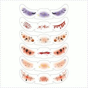 สติ๊กเกอร์หน้าการ์ตูนน่ารักสําหรับฮาโลวีน สติ๊กเกอร์รอยสักสี
