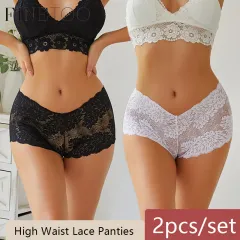 FINETOO M-3XL Floral Lace High Waist Panties Women Lingerie Female