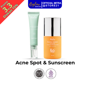 Reglow Acne Spot Gel + Sunscreen. Double Actian Acne Spot Gel15 ml + SunScreen Luxury Glou Up Protection spf50 PA+++ 30 ml