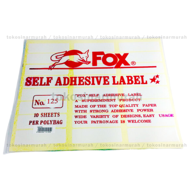 Kertas / Label Stiker Fox No. 125 uk. 17 x 58 mm (Persegi Panjang)