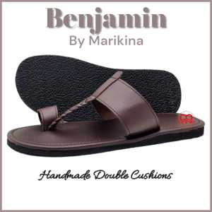 Marikina Benjamin Mens double-cushion and stitched one finger leatherette material non-slip slippers