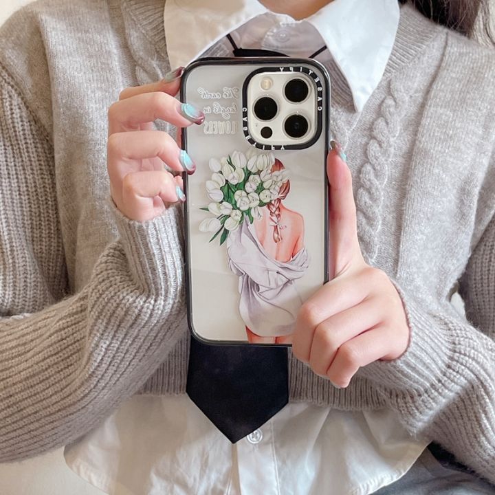 CASETiFY Modern Tulip Girl Hard Case For iPhone 15 14 Plus 11 12 13 Pro 15Pro Max impact Clear Acrylic Cover