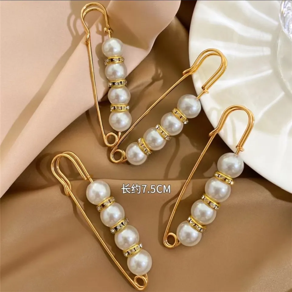 6 Pcs White Jean Button Pins Gold Adjustable Pin Pearl Jean Clips