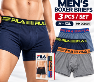 Boxer Lelaki 3pcs/Set | Boxer Briefs | Soft Fabric & Elastic Waistband | M-XXL