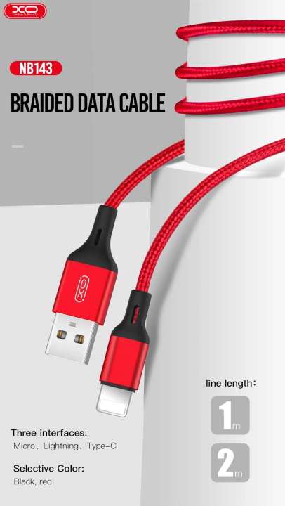 XO NB143 BRAIDED 2A QUICK CHARGE DATA CABLE (MICRO USB/TC/IOS) | Lazada