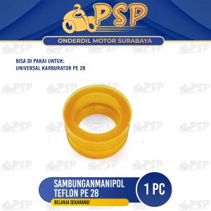Sambungan Manipol Teflon PE 28 - Karet Intake Manifold Manipul Teplon Universal Karburator PE 28