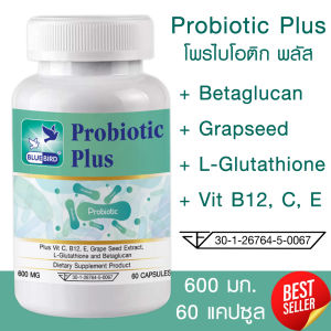 โพรไบโอติก พลัส แล็กโทบาซิลลัส คาเซอิ Probiotic Plus Lactobacillus casei ตรา บลูเบิร์ด 600 มิลลิกรัม 60 แคปซูล