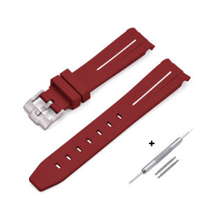 [Ready Stock]Rubber Watch Strap 20mm Curved End TPU Silicone Rubber Strap Waterproof Sports Bracelet For Men and Women Watch Belt Accessories Curved interface Silicone Wrist Band