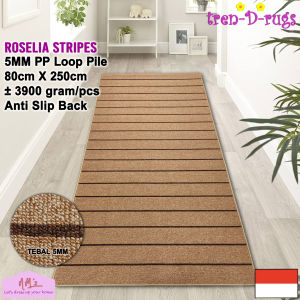 Tren-D-rugs Karpet garis stripes panjang alas lantai ruang tamu bulu anti slip 80 cm x 250 cm - NMs
