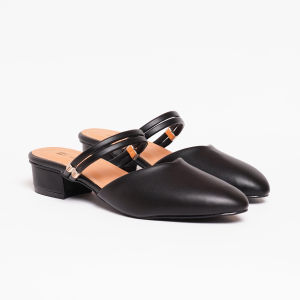 Sepatu Wanita BIG SIZE 35-45 / Bustong Kulit Hak Rendah 3cm / Mules Kerja Pesta Nyaman