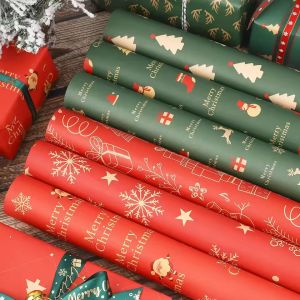 20/30Pcs Xmas Tree Elk Snowflake Decorative Paper Christmas Gift Decoration Vintage Kraft Paper Wrappers