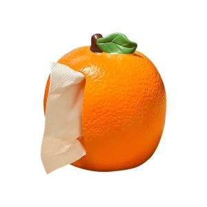 PARKOUR Waterproof Fruit Tissue Box Organic Resin Decorative Paper Drawer Box Decor Facial Paper Holder Cute Orange Tissue Container Ornament