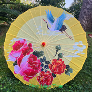 Ô Cổ Trang vải lụa đường kính 82cm họa tiết sắc nét dùng trang trí biểu diễn