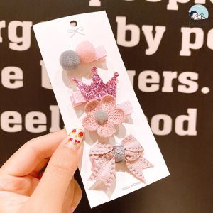 Set 4 cặp Găm Tóc Cho Bé Gái Xinh Xắn Thiết Kế Hoạt Hình Dễ Thương Phong Cách Hàn Quốc Từ 2-5-12 Tuổi