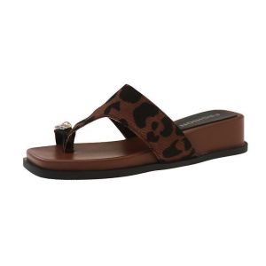 [Free Shipping] Fashionable Toe-Loop Wedge Flip-Flops For Women 2026 New Summer Thick-Soled Sandals