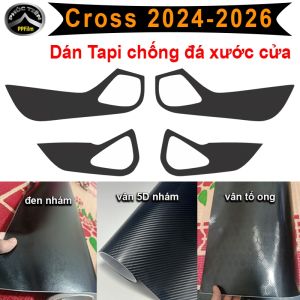 Miếng dán Tapi cửa cho xe ô tô Toyota Cross chống đá xước cửa hiệu quả chất liệu decal PVC cắt CNC vừa khít cánh cửa