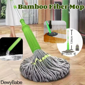 DewyBabe Bamboo Fiber Self Twisting Rotating Mop Microfiber Cloth Effective Water Absorption Quick Dry Mop