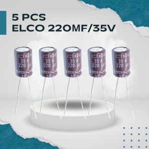5 Pcs Elco 220uF 35V Original - Capacitor Elektrolit 220μF/35V Berkualitas