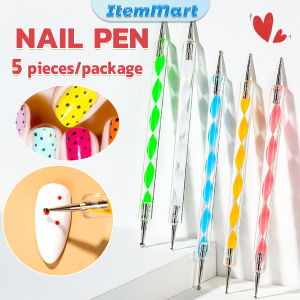 ItemMart Nail Art Dotting Tool Point Drill Nail Pen of Spiral Rod 5 Pcs/Set