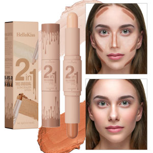 HelloKiss 2-in-1 Contour Stick - 4 Shades Highlighter & Shader Duo Waterproof Smudge-Proof Precise Face Sculpting Fits All Face Shapes