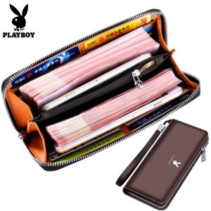 Playboy leather 36 or 12 card pocket wallet mens zipper coin purse long wallet mens passport case long wallet anti-RFID card holder wallet men