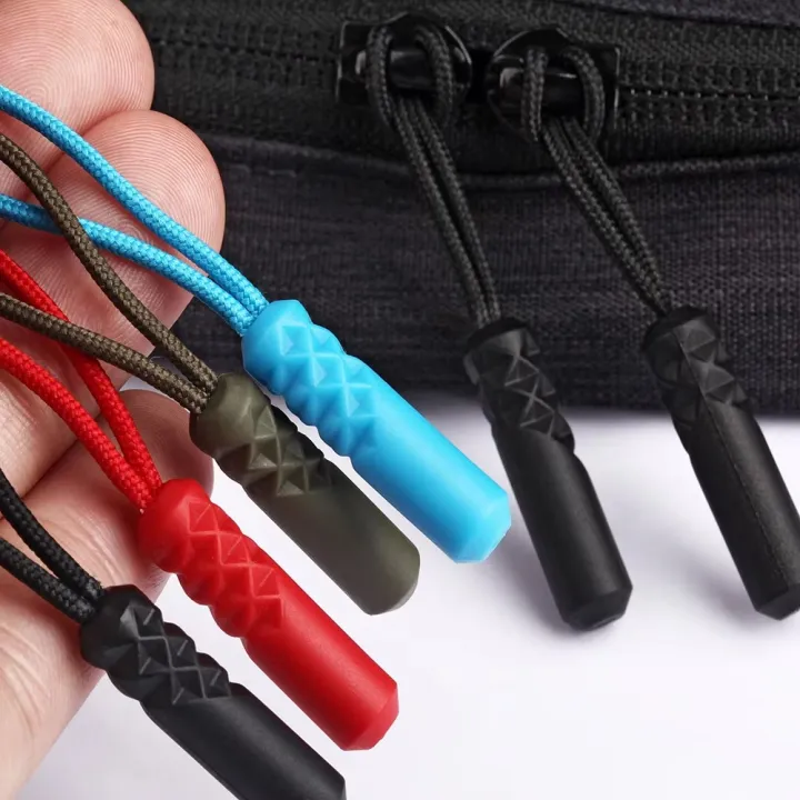 Bag Zipper Packing Rope 10Pcs Plastic Zipper Puller End Fit Rope Tag Replacement Zippers Clip ...