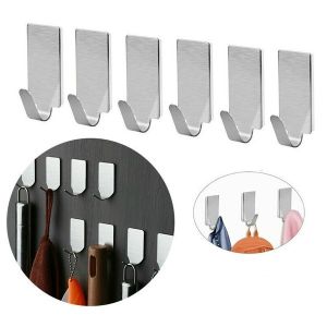 【Neatly】 10Pcs High Quality Stainless Steel Mini Self Adhesive Hook Sticky Magic Wall Hanger Door Hook Wholesale Super Low Price