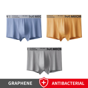 CMENIN  3Pcs ผ้าฝ้ายชุดชั้นในชายบ็อกเซอร์ผู้ชาย Graphene Antibacterial Soft กางเกงในชายกางเกงบ็อกเซอร์กางเกงขาสั้นกางเกง 4XL MRM1923