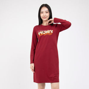 Forest x Disney Mickey Embroidered Premium Cotton Long Sleeve Women Dress | Baju Perempuan - FW885009