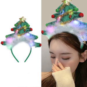 Light Up Christmas Tree Headband Fun Costume Hair Hoop for Holiday Parties and Celebrations Wedding Birthday New Year