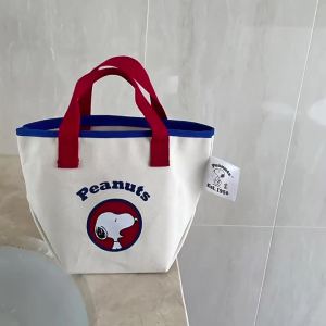 Korean Dongdaemun canvas bag for women ins Single-shoulder large-capacity cute cartoon Snoopy tote bag