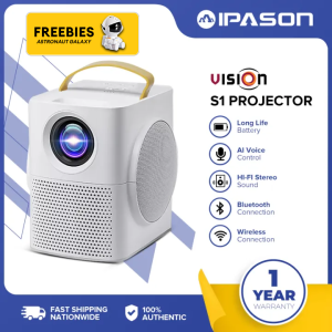 Vision S1 Projector 4K Ultra HD 3000 Lumens High HD Built-in App Android Box Mini Projector TV Box Laser Projector *FREE GALAXY ASTRONAUT *SITTING
