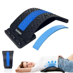 Back Stretcher 3 Level Adjustable Lumbar Back Cracker Board Relief for Lumbar Area Pain Scoliosis Aid Spine Herniated Disc Extra NBR Pad & Silicone Pad (Blue)
