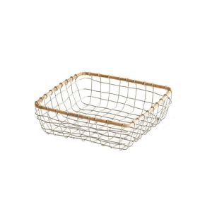FDYRU Portable Wire Woven Basket Convenient Nordic Wire Storage Basket Kitchen Organizer Iron Kitchen Fruit Storage Basket Home Decoration