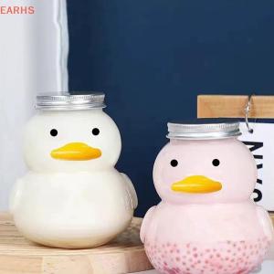 EOY ขวดน้ำ PET สำหรับดื่มนมชากาแฟแบบพกพาถ้วยดื่มโปร่งใสสำหรับบ้านขวดเครื่องดื่มเครื่องดื่มปราศจากสาร BPA