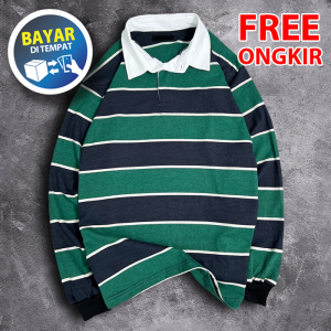Kaos Rugby Lengan Panjang Baju Rugby Polos Basic Long Sleeve Kaos Lengan Panjang Berkerah Baju Kaos Rasa Polo Shirt bahan Cotton Combed 20s Kaos Katun kancing Lengan Panjang Kerah by Maleka