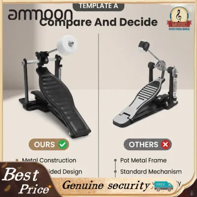 ammoon Bàn đạp trống Hệ thống khóa có thể đảo ngược có thể điều chỉnh Bàn đạp trống đơn Bass đa năng với máy đập nỉ