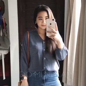 KEMEJA BLOUSE WANITA HEVA CRINCLE RAYON PREMIUM BLOUSE WANITA ATASAN WANITA KEKINIAN