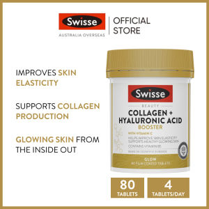 Swisse Beauty Collagen + Hyaluronic Acid Booster 80 Film Coated Tablets (EXP:02 2028)