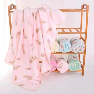 ผ้าเช็ดตัว นุ่ม  ผ้าเช็ดตัวขนเป็ด ลายขนนก  ขนาด 120×70 ราคาถูก