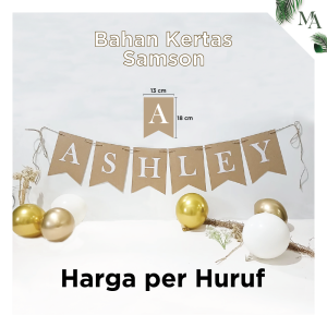 Bunting Flag Aesthetic Custom Nama Banner Kertas Karton Samson Craft Birthday Aqiqah Khitan Per Huruf 1 Hari
