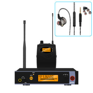 UHF wireless in ear monitoring system with 2 channels and waist monitoring suitable for stages studios and churches